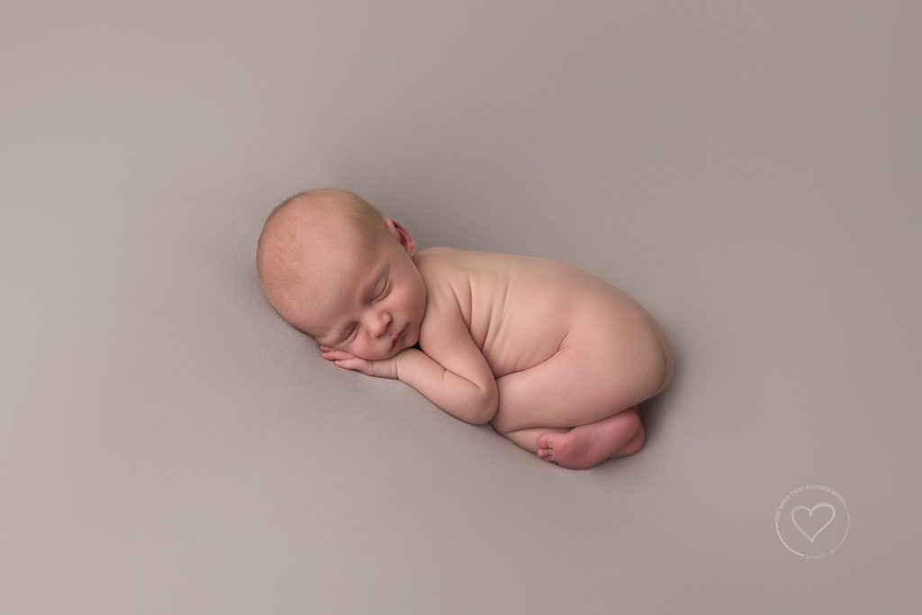 newborn boy, tussle up pose, gray backdrop, fresno newborn photographer