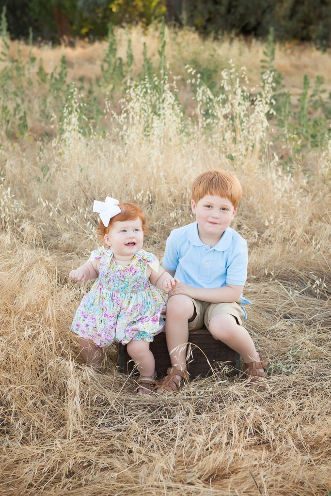 Fresno child photographer, siblings in a field