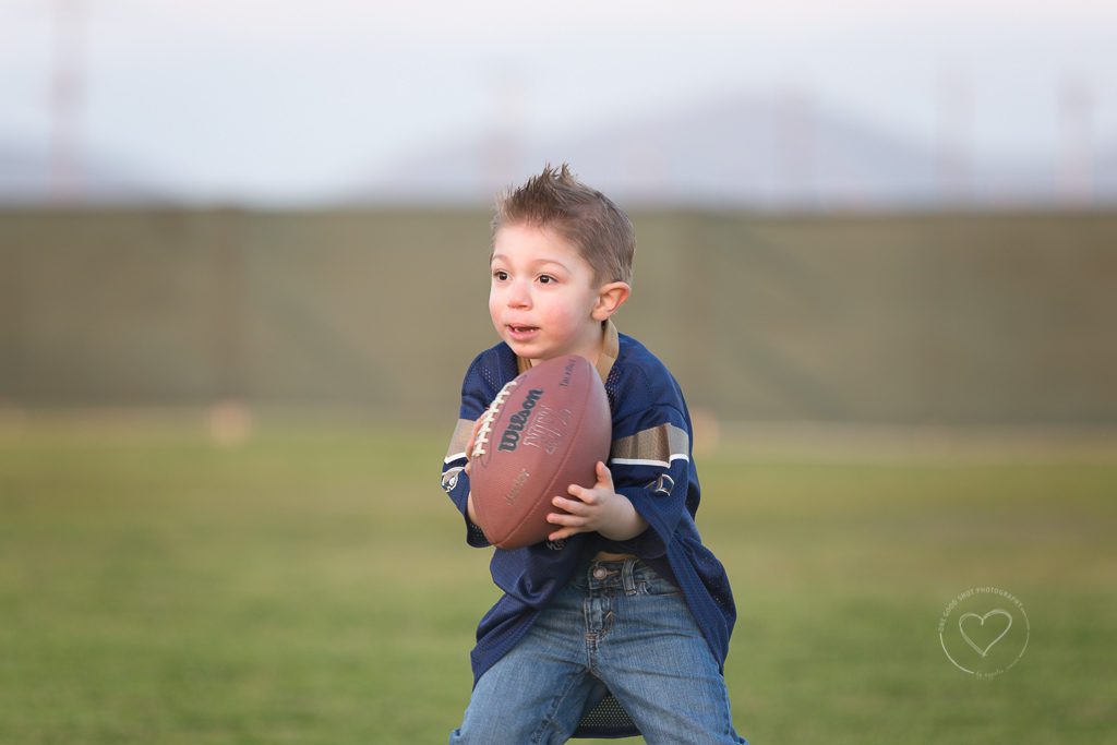 Fresno Child Photographer, Little boy football player