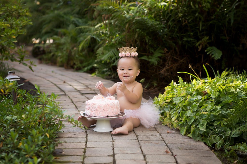 baby photographer, child photographer, first birthday, fresno, one good shot photography, garden session, cake smash
