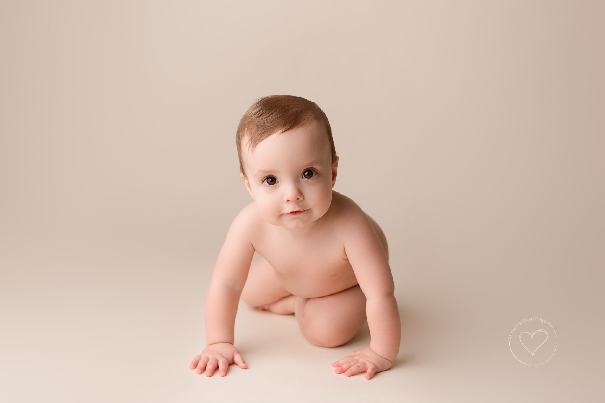 Fresno baby photographer, 9 month old, naked baby, crawling