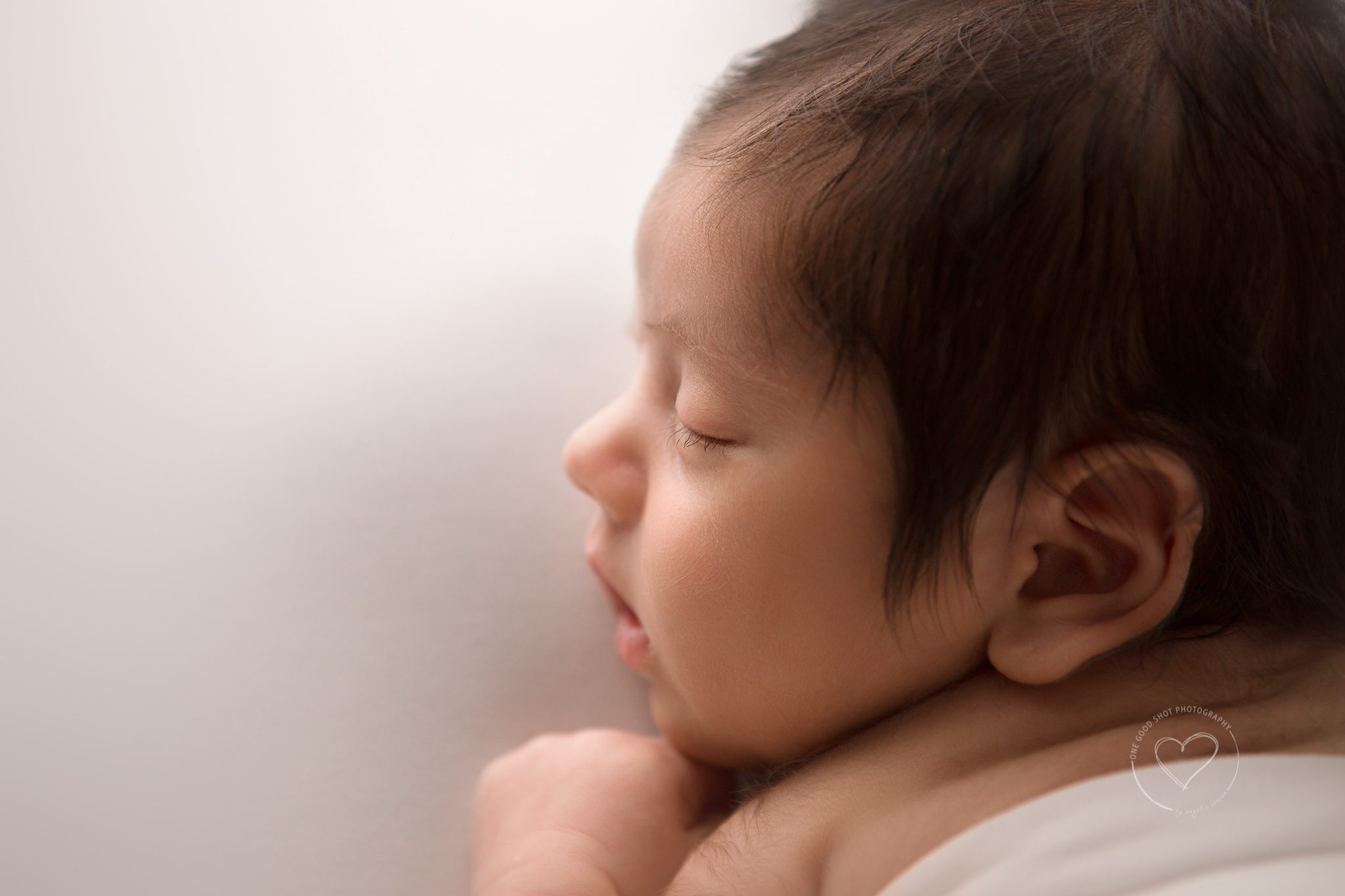 Newborn photographer Fresno, closeup profile picture of baby boy sleeping