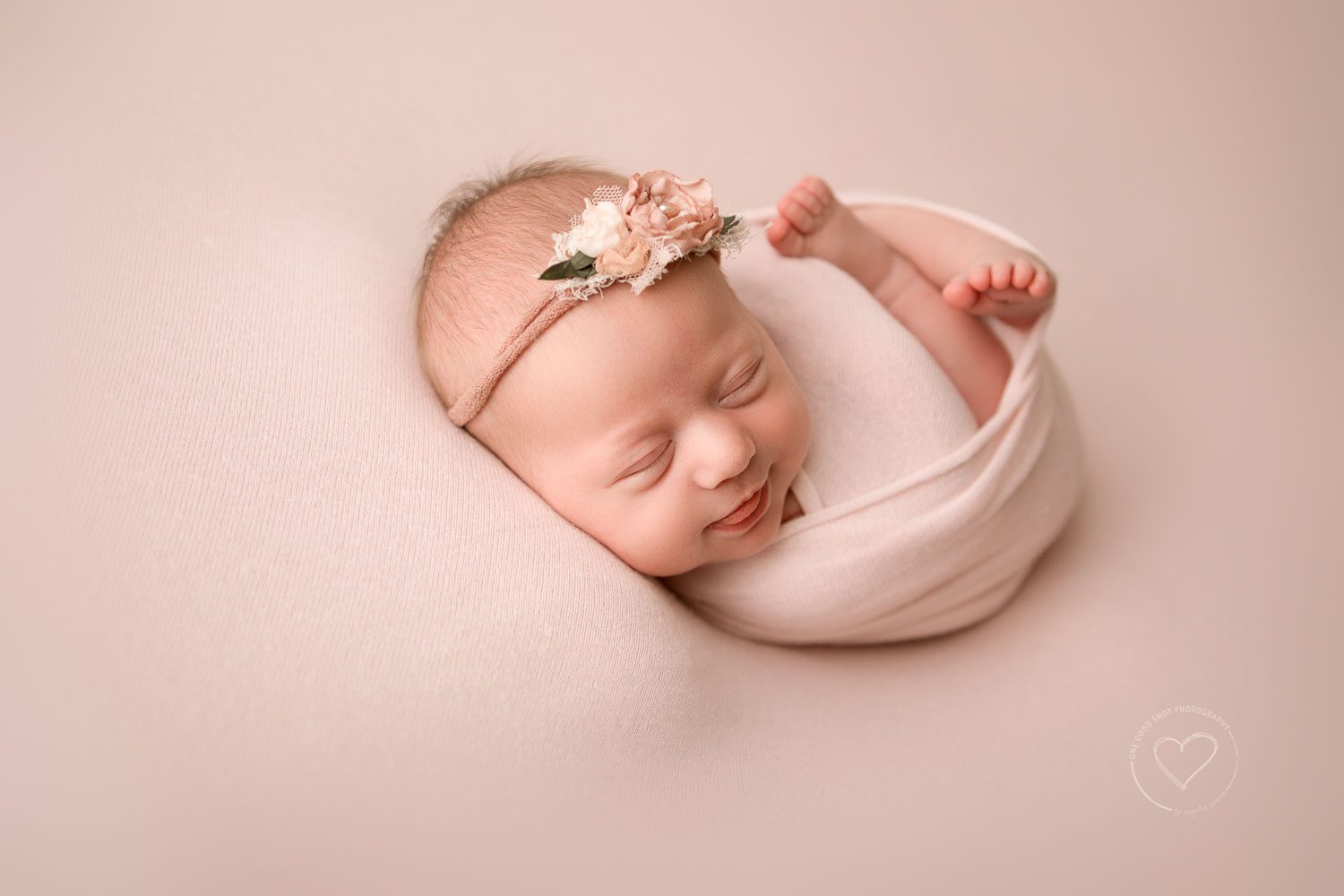 Fresno Clovis Newborn Photographer, Pink, Smiling baby