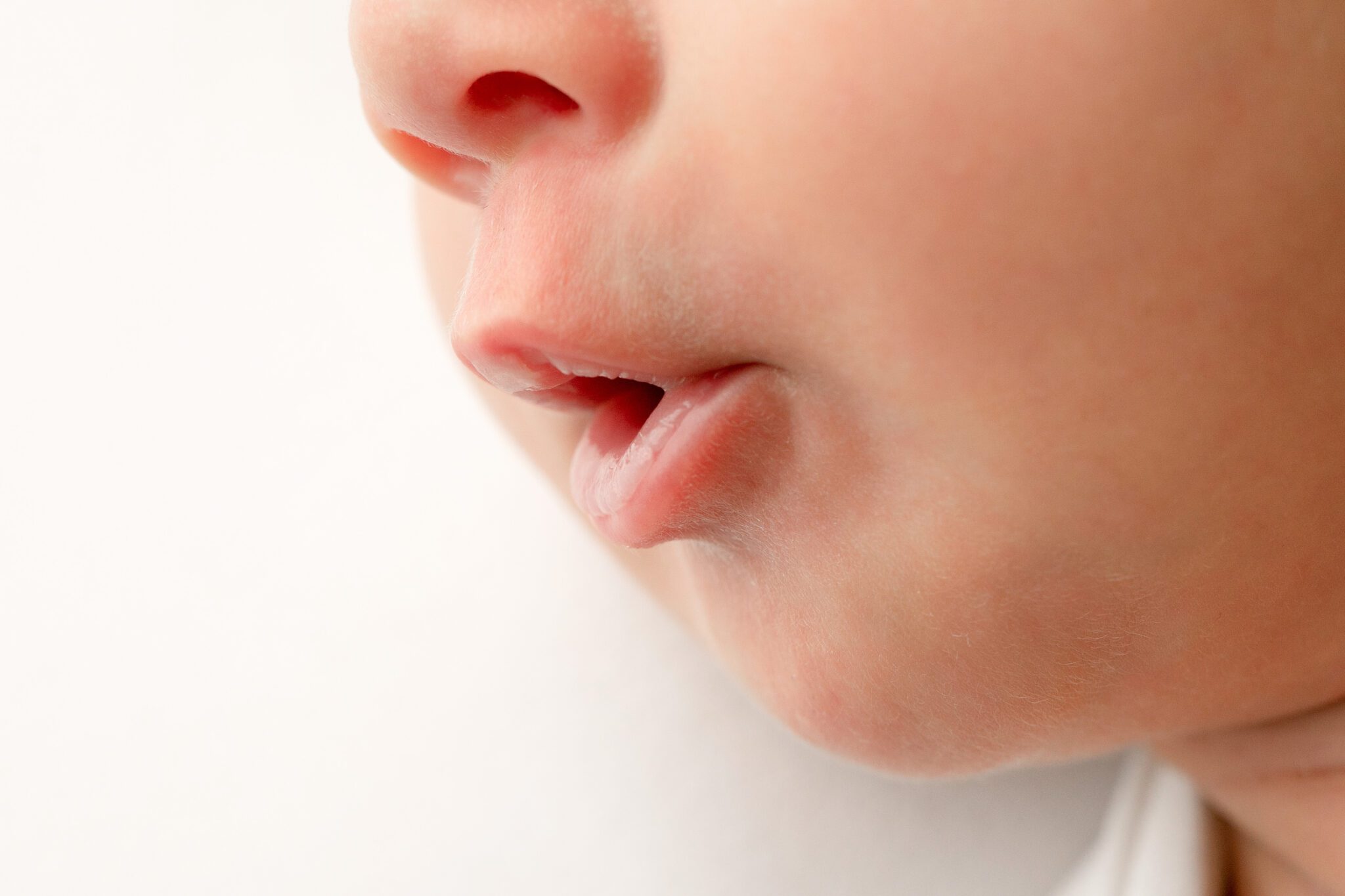 newborn baby mouth lips open macro closeup